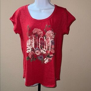 Lucky Brand Red Floral Short Sleeve Tee